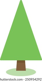 Einfache Vektorgrafik eines grünen Baumes mit braunem Stamm, geeignet für verschiedene Designs und Themen.