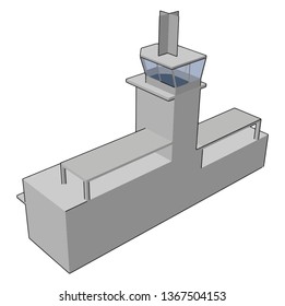 Simple vector illustration of a grey airport tower white background