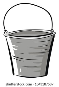 Simple vector illustration of a grey bucket on white background 