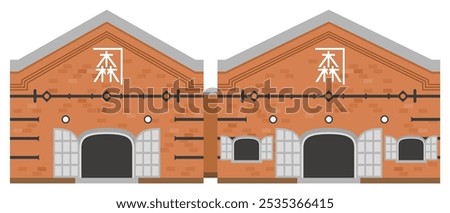 Simple vector illustration of Hakodate Red Brick Warehouse, Hokkaido