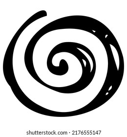 Simple vector illustration. Hand drawn ink black Spiral isolated on white.  Geometric symbol. Doodle clipart. For collage, poster, banner, card.