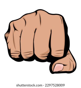 Simple Vector Illustration of a Hand Fist. Hand movement punching from the front. Man Hands. The Fist. Fist Fight. Boxing Champion. Fight Club. Martial Art. Symbol of Strength.
