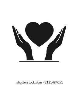 Simple vector illustration of hand holding heart icon for St. Valentines Day.
