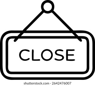 Una simple Ilustración vectorial de un letrero colgante que dice 'CLOSE'. Esta Imagen se puede utilizar para indicar que un negocio está cerrado o no disponible 160