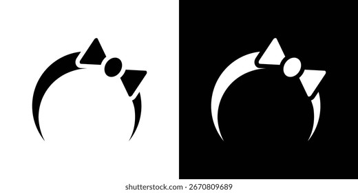 Simples ilustração vetorial de uma bandana com um arco. Disponível em variações em preto e branco, isolado em fundos brancos e pretos.