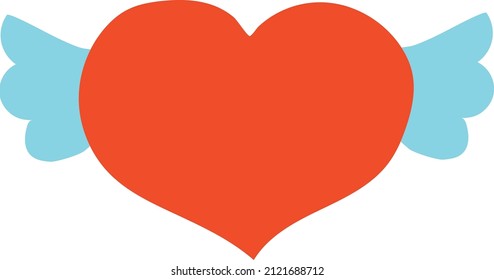 simple vector illustration of a heart contour with wings