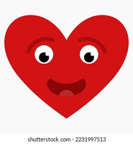simple vector illustration heart with face
