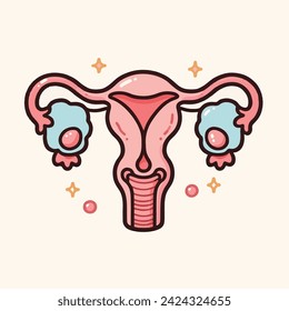 Simple vector illustration of a heart shaped uterus. Female reproductive system