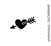 Simple vector illustration of a heart symbol pierced by an arrow, love concept
