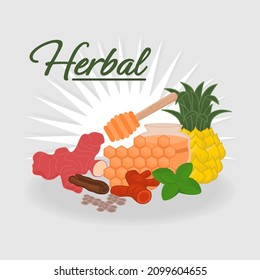 simple vector illustration of herbal medicine background