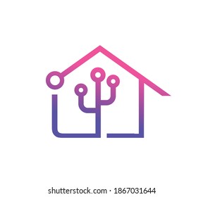 A Simple Vector Illustration of Home and Technology Sign