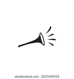 Simple Vector Illustration of a Horn Blowing a Blast.A stylized, black and white vector graphic of a horn emitting a blast.