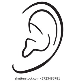 Ilustração Vetorial Simples de Ouvido Humano para Audição e Conceitos de Saúde