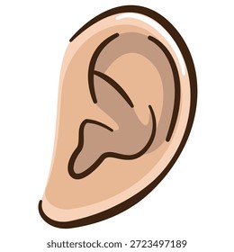 Ilustração Vetorial Simples de Ouvido Humano para Audição e Conceitos de Saúde