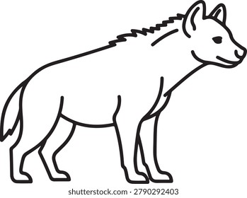 Simple vector illustration of a hyena with distinctive black stripes, standing upright on four legs in a neutral pose.