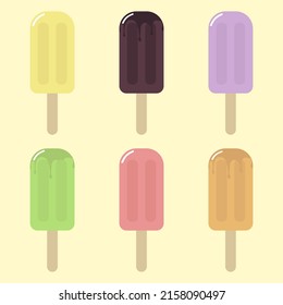 simple vector illustration ice cream on yellow background