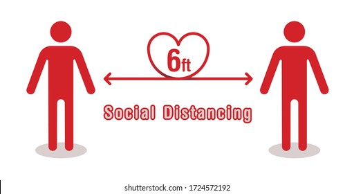 Simple ilustración vectorial para ilustrar el distanciamiento social
