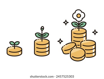 A simple vector illustration of an image of increasing money through investment, NISA, savings, etc.