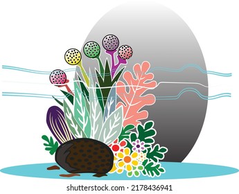 simple vector illustration image of seabed coral reef scenery