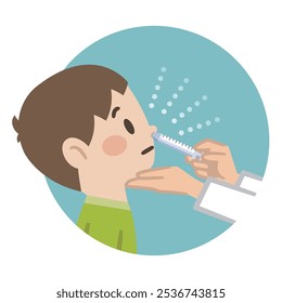 Ilustração vetorial simples da vacinação intranasal