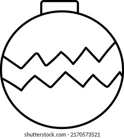simple vector illustration isolated black outline Christmas tree toy ball on white background