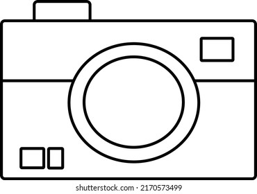 simple vector illustration isolated icon black contour camera on white background