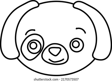 simple vector illustration isolated icon black outline dog face on white background
