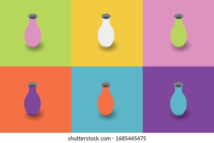 Simple vector illustration of isometric view of a vase