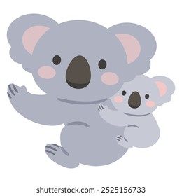 Simple vector illustration of a koala parent and child