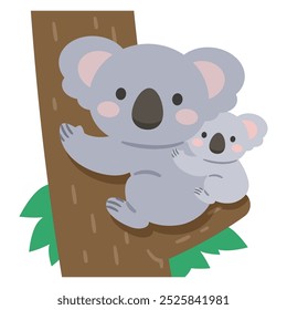 Simple vector illustration of a koala parent and child