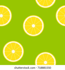 Simple Vector illustration of lemon on green background. Seamless pattern with clipping mask, EPS10.