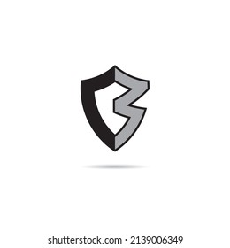 Simple vector illustration of letter b in shield shape. 