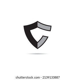 Simple vector illustration of letter c in shield shape. 