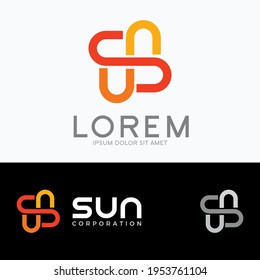 simple vector illustration of letter s logo for the company with the initials "sun"