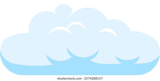 Simple vector illustration of a light blue cumulus cloud floating in a clear white sky, ideal for representing concepts related to weather, dreams, or imagination