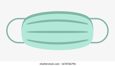 Simple vector illustration of light green surgical mask isolated on white background.