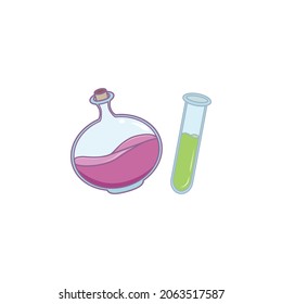 Simple vector illustration line art flask illustration . Isolated on white background.