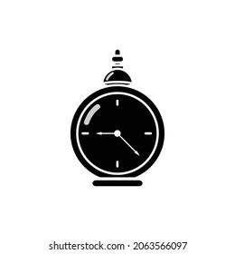 Ilustración vectorial simple silueta de línea tiempo un icono de reloj ilustración plana. Aislado sobre fondo blanco.