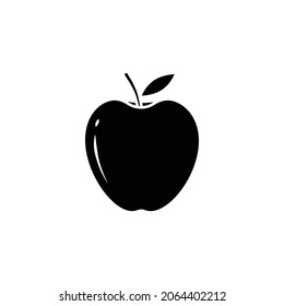 Simple vector illustration line art silhouette apple icon illustration . Isolated on white background.