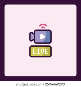 Simple Vector Illustration of a Live Streaming Camera, Social Media Concept