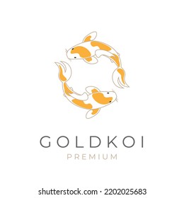 Logo de ilustración vectorial simple del pez koi de oro gemelo