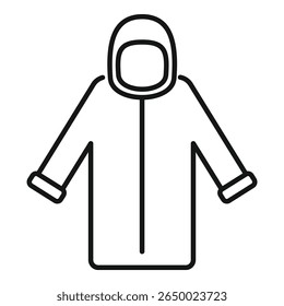 Simples ilustração vetorial de uma jaqueta de inverno quente longa com um capuz