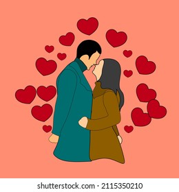 simple ilustración vectorial de una pareja amorosa llena de amor