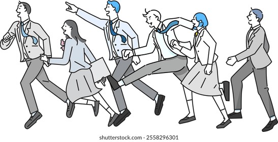 Simple vector illustration of a male and female students of  full body  cheering for exams - line drawing of a person - vector illustration
