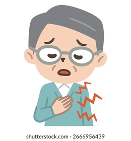 Ilustración vectorial simple de un hombre que siente dolor en el pecho