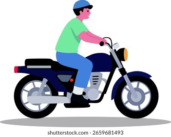 Ilustración vectorial simple de un hombre montando una moto
