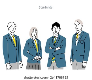 Simple vector illustration of a man and a woman student - summer school - summer vacation - middle school and high school - people