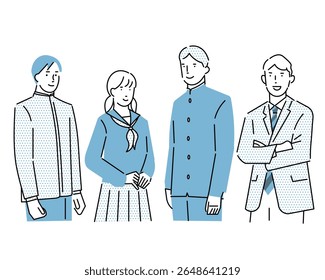Simple vector illustration of a man and a woman student - summer school - summer vacation - middle school and high school - people
