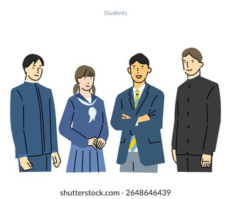 Simple vector illustration of a man and a woman student - exam support - training - junior high school and high school - people