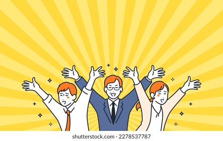 A simple vector illustration material of a business person who is happy to spread his arms